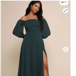 Emerald Green Off-the-Shoulder Maxi Dress (1XL) (NWT)